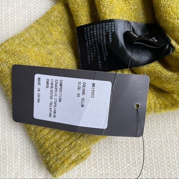 WOOLEN BLOOM WOOL BLEND FINE KNIT SWEATER‎ MUSTARD YELLOW SZ XS NEW W/ TAGS - Picture 8 of 9